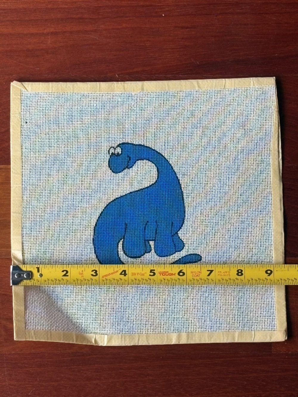 Sweet Blue Dino Hand-Painted Needlepoint Canvas - Picture 4 of 5